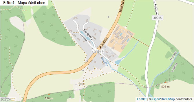 Střítež - mapa části obce
