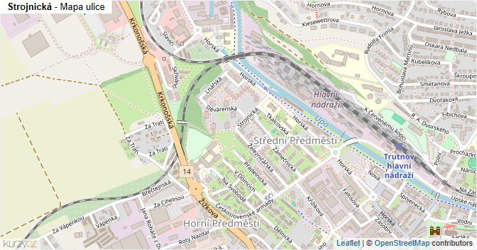 Strojnická - mapa ulice