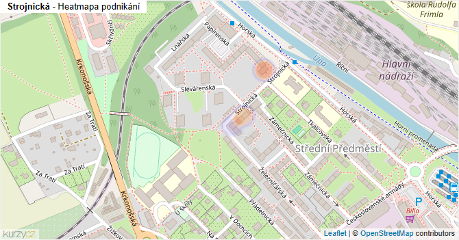 Strojnická - mapa podnikání