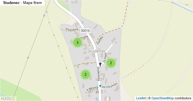 Studenec - mapa firem