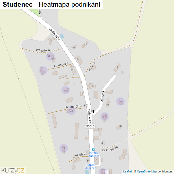 Mapa Studenec - Firmy v části obce.