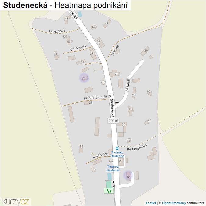 Mapa Studenecká - Firmy v ulici.