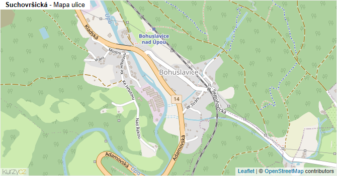 Suchovršická - mapa ulice