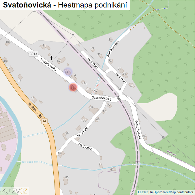 Mapa Svatoňovická - Firmy v ulici.