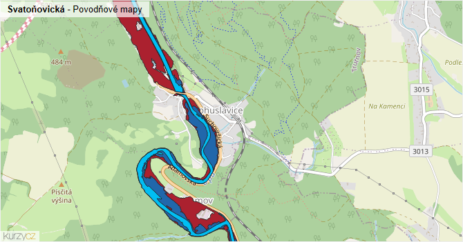 Svatoňovická - záplavové mapy stoleté vody