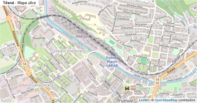 Těsná - mapa ulice