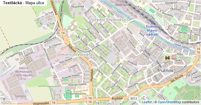 Textilácká - mapa ulice