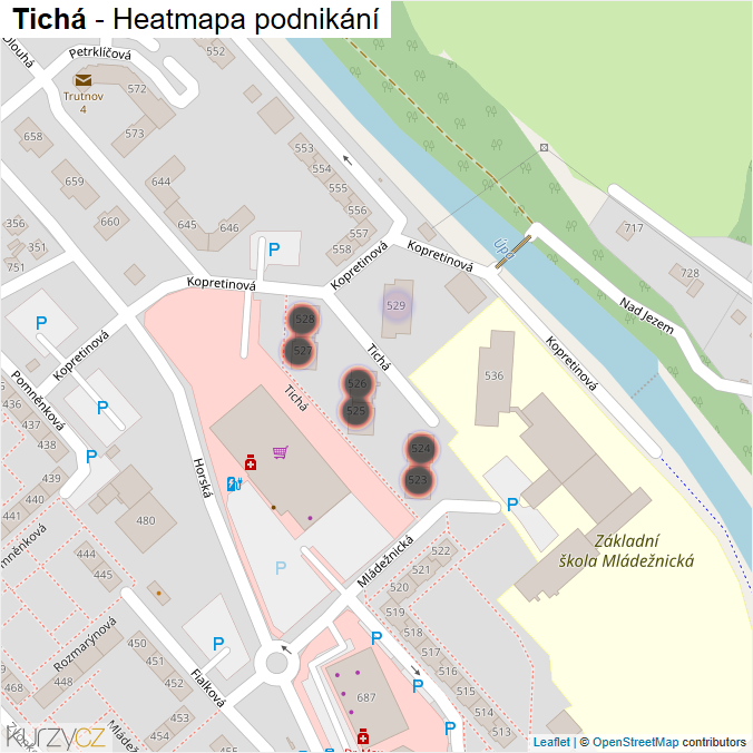 Mapa Tichá - Firmy v ulici.