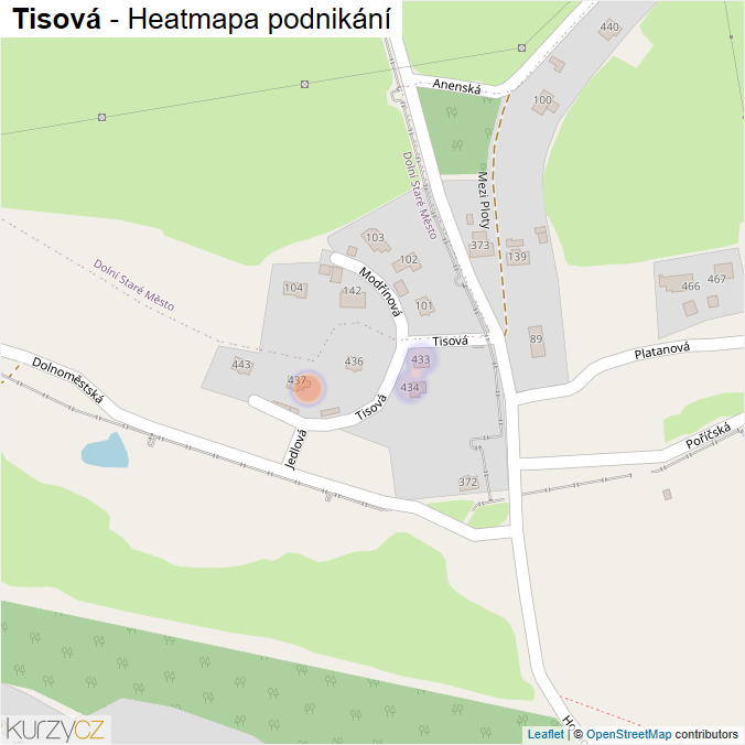 Mapa Tisová - Firmy v ulici.