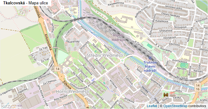 Tkalcovská - mapa ulice