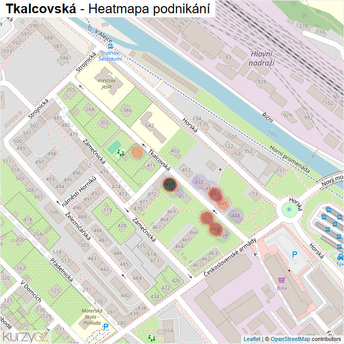 Mapa Tkalcovská - Firmy v ulici.