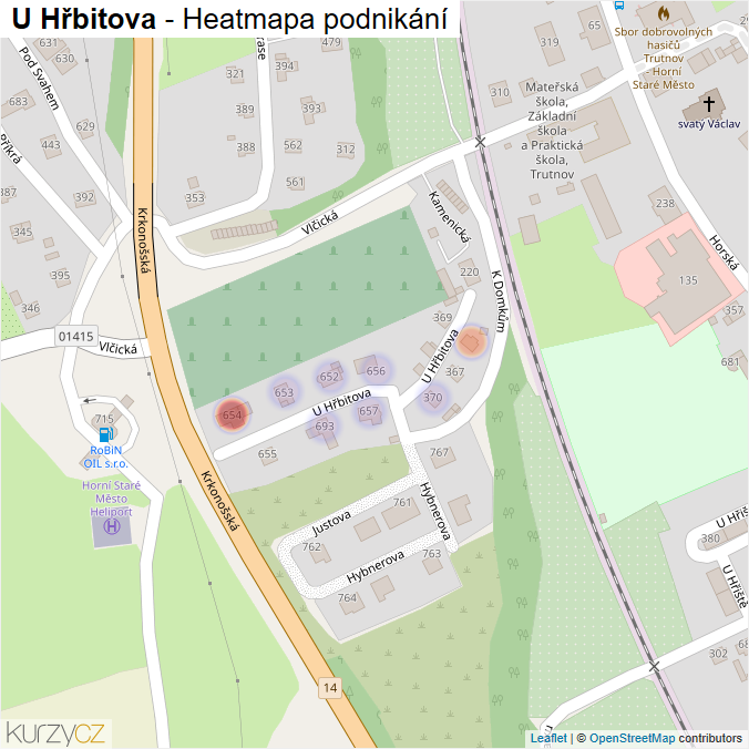 Mapa U Hřbitova - Firmy v ulici.