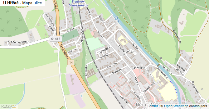 U Hřiště - mapa ulice