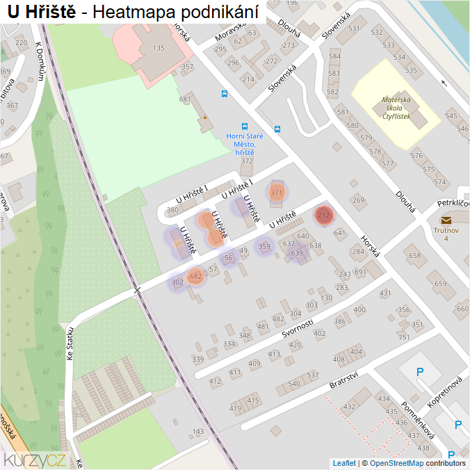 Mapa U Hřiště - Firmy v ulici.