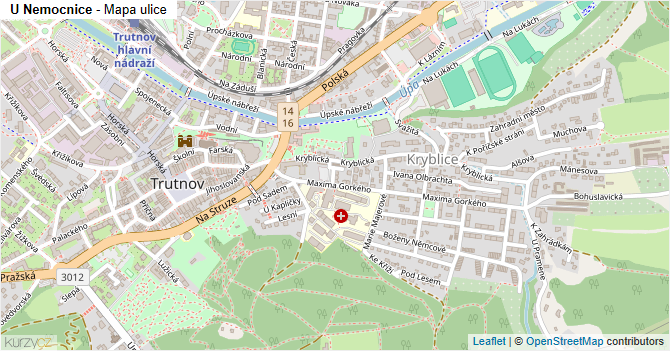 U Nemocnice - mapa ulice