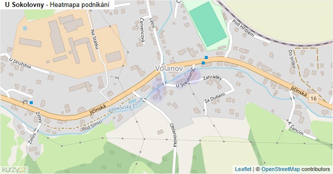 U Sokolovny - mapa podnikání