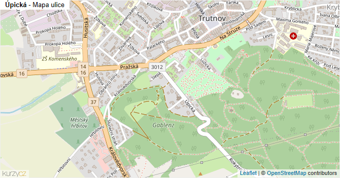 Úpická - mapa ulice