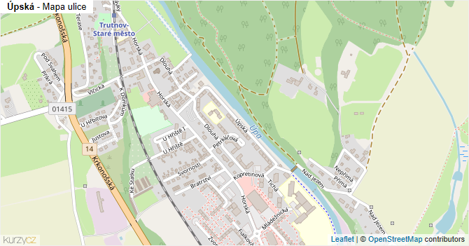 Úpská - mapa ulice