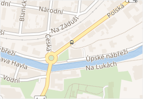 Úpské nábřeží v obci Trutnov - mapa ulice