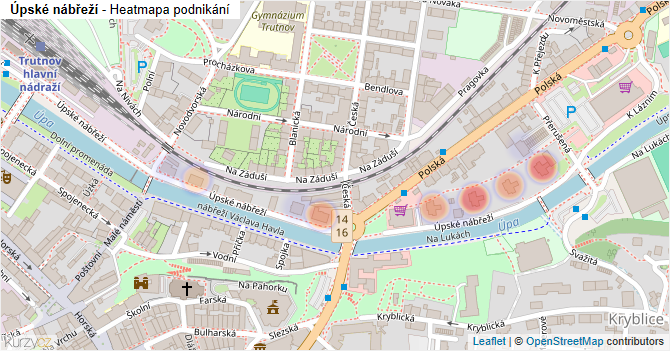 Úpské nábřeží - mapa podnikání