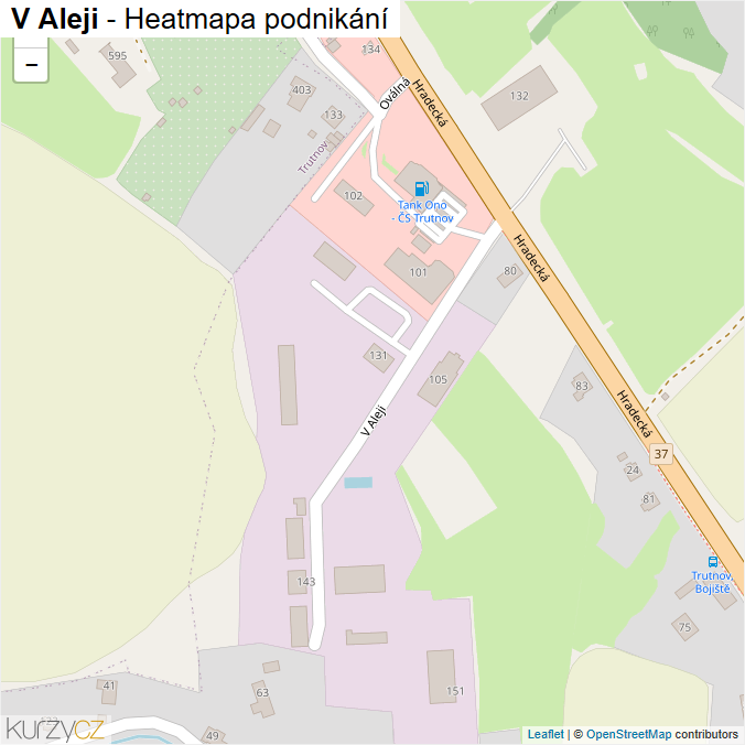 Mapa V Aleji - Firmy v ulici.
