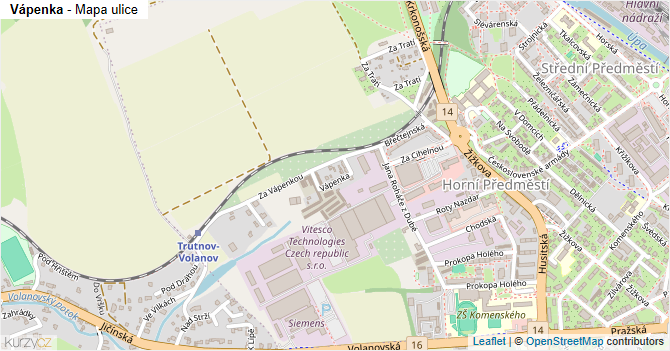 Vápenka - mapa ulice