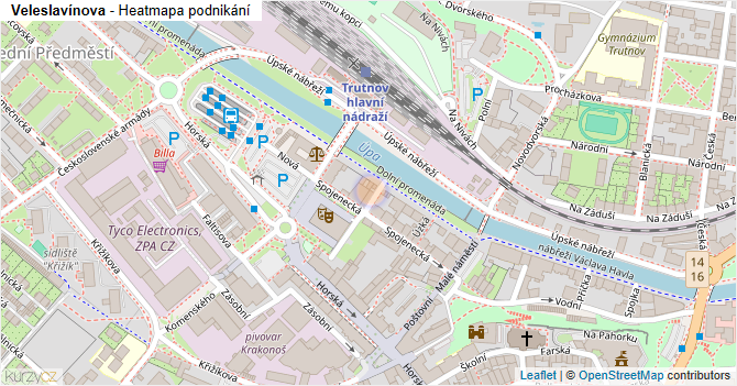 Veleslavínova - mapa podnikání