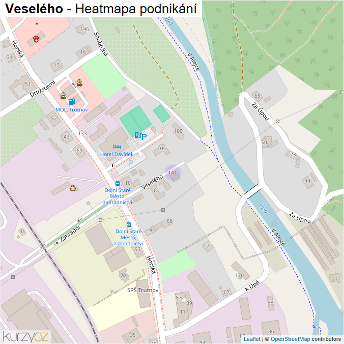 Mapa Veselého - Firmy v ulici.