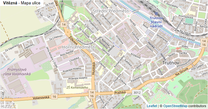 Vítězná - mapa ulice