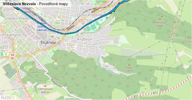 Vítězslava Nezvala - záplavové mapy stoleté vody