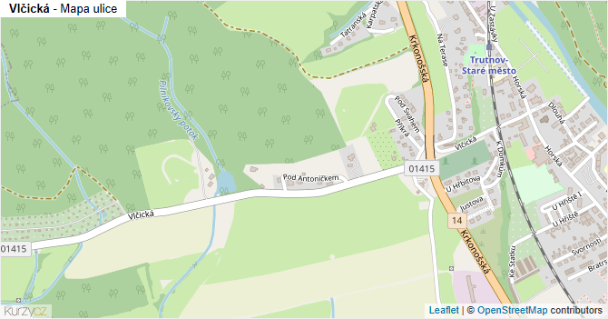 Vlčická - mapa ulice