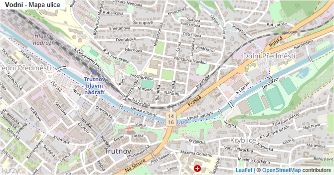 Vodní - mapa ulice