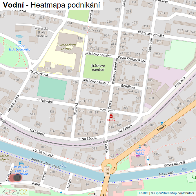 Mapa Vodní - Firmy v ulici.
