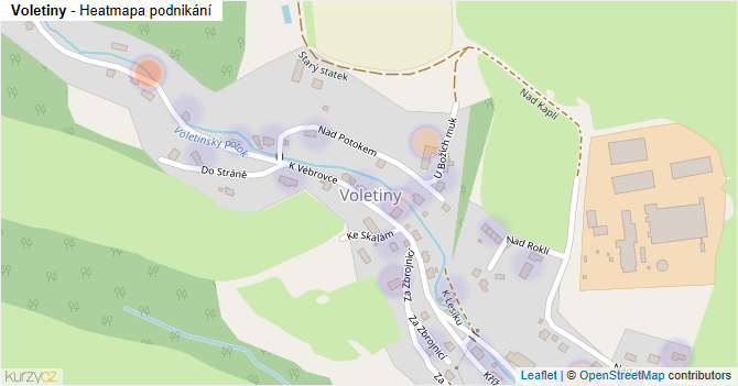 Voletiny - mapa podnikání