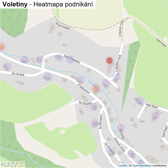 Mapa Voletiny - Firmy v části obce.