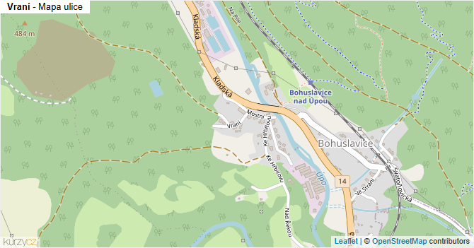 Vraní - mapa ulice