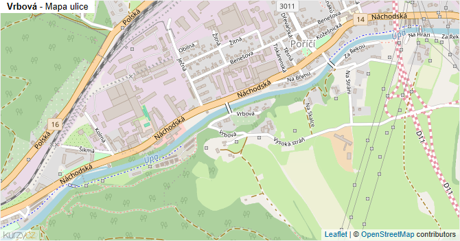 Vrbová - mapa ulice