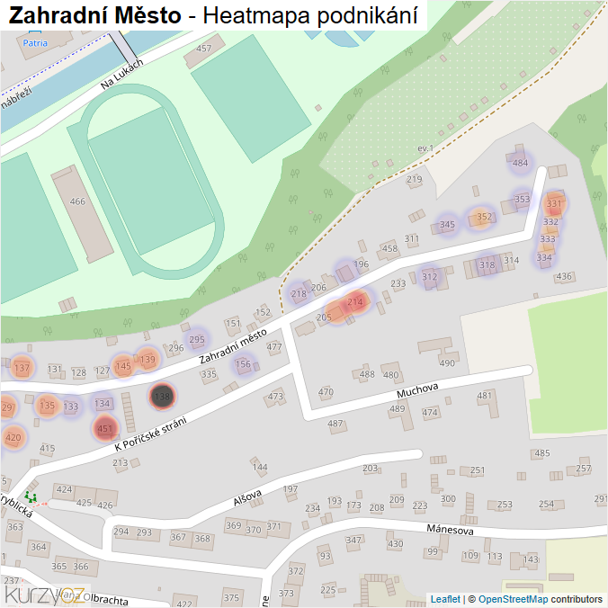Mapa Zahradní Město - Firmy v ulici.