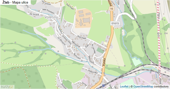 Žlab - mapa ulice
