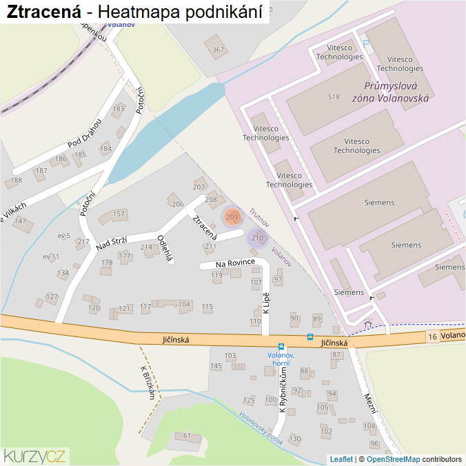 Mapa Ztracená - Firmy v ulici.