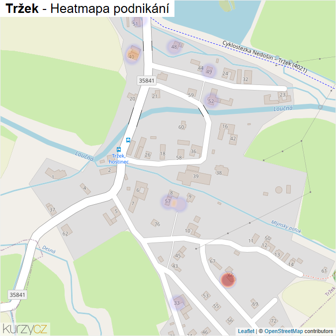 Mapa Tržek - Firmy v části obce.