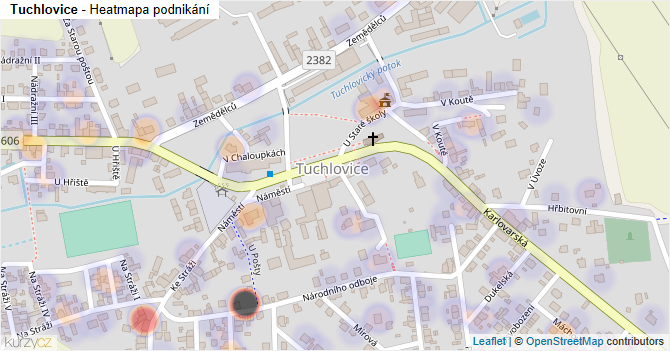 Tuchlovice - mapa podnikání
