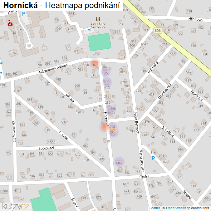 Mapa Hornická - Firmy v ulici.