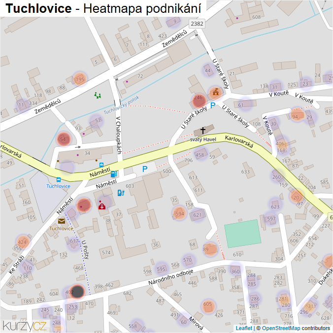 Mapa Tuchlovice - Firmy v části obce.