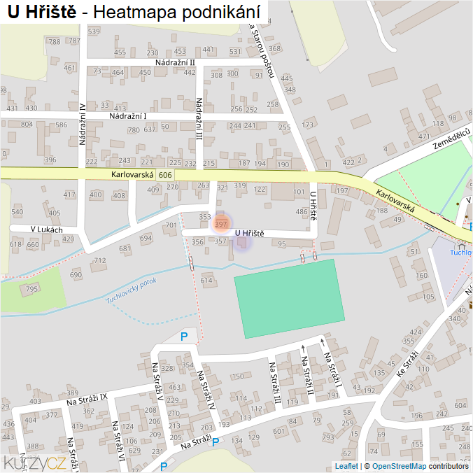Mapa U Hřiště - Firmy v ulici.