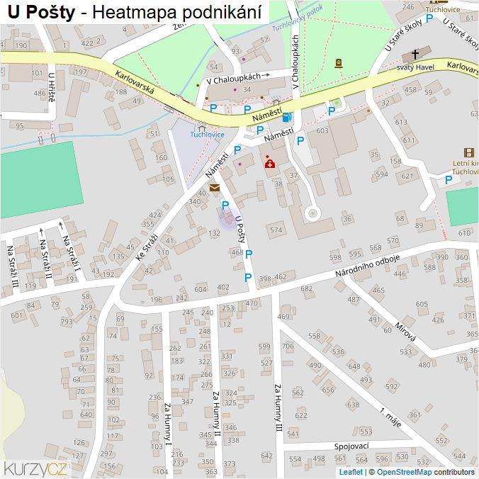 Mapa U Pošty - Firmy v ulici.