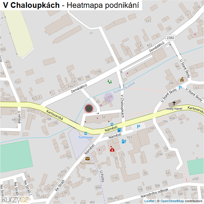 Mapa V Chaloupkách - Firmy v ulici.