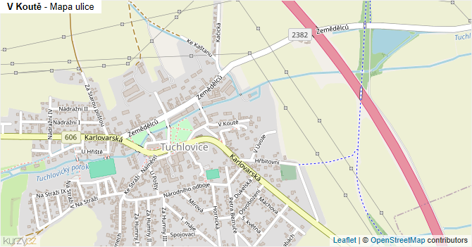 V Koutě - mapa ulice