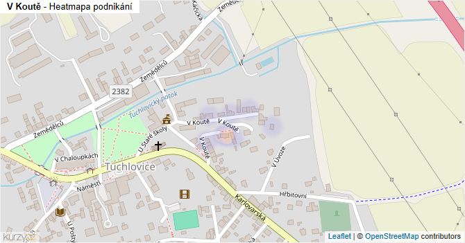 V Koutě - mapa podnikání