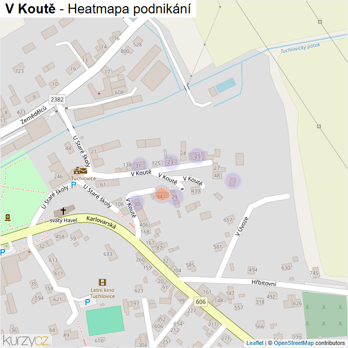 Mapa V Koutě - Firmy v ulici.